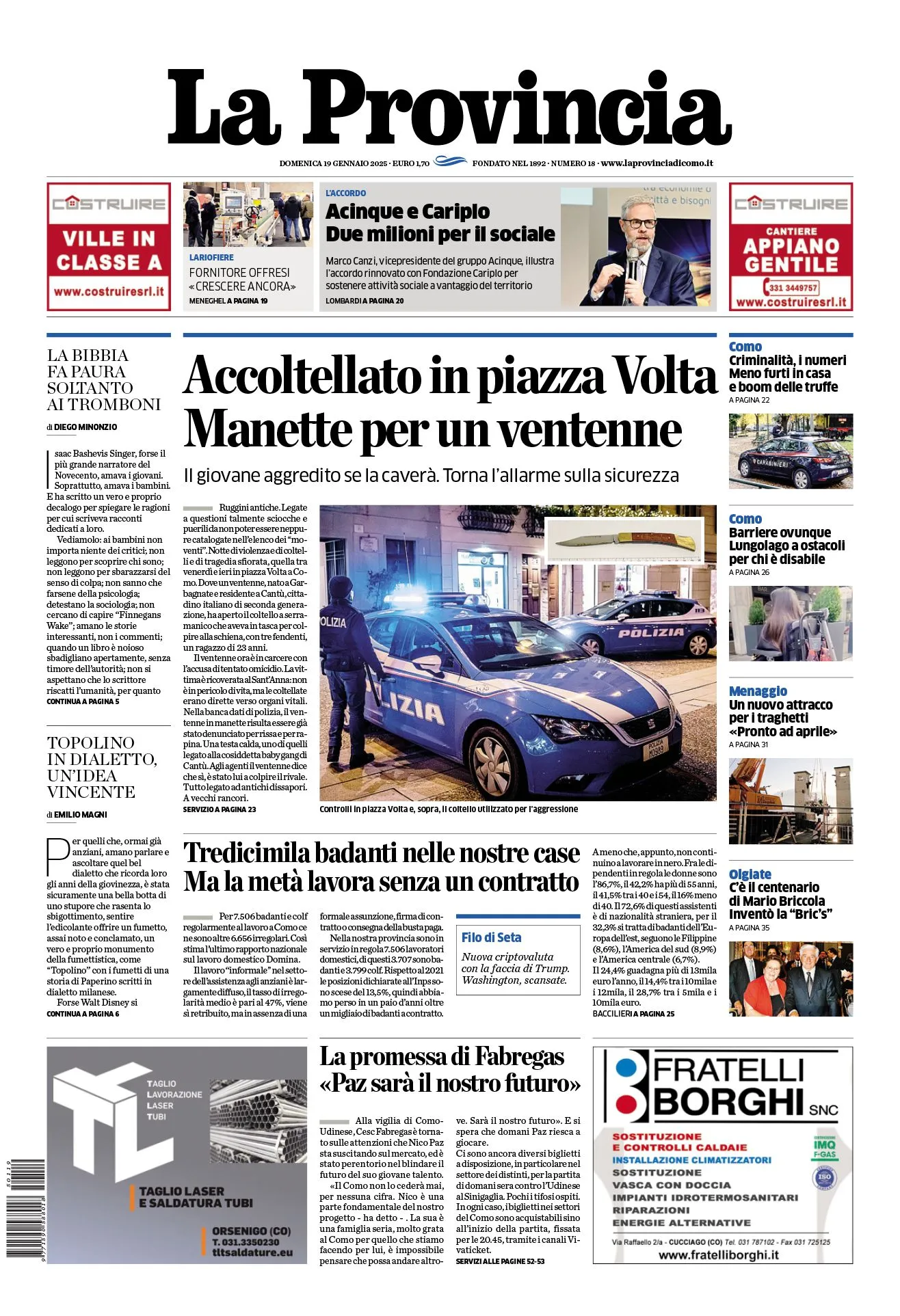 Prima-pagina-la-provincia-oggi-oggi-edizione-del-2025-01-19