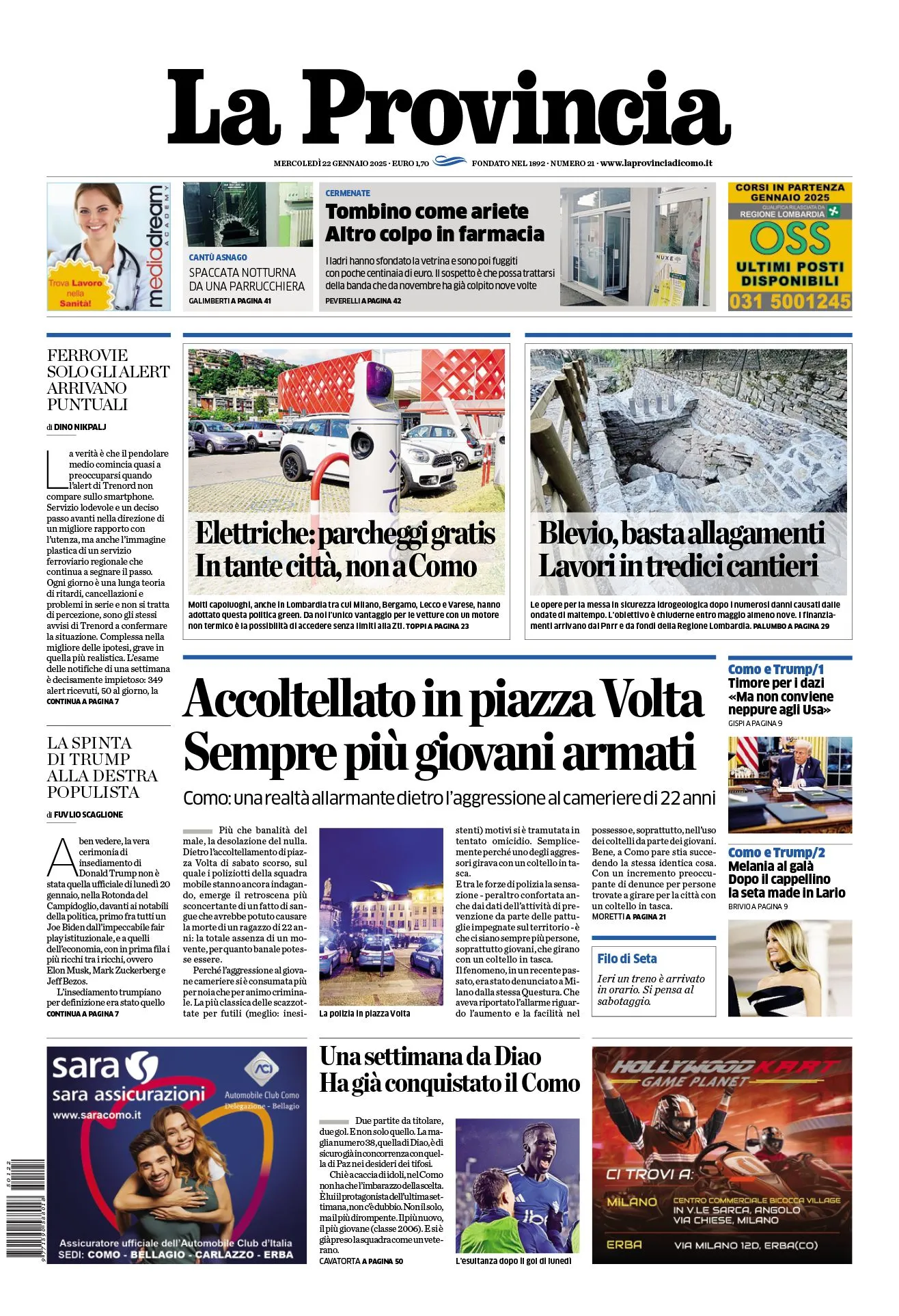 Prima-pagina-la-provincia-oggi-oggi-edizione-del-2025-01-22