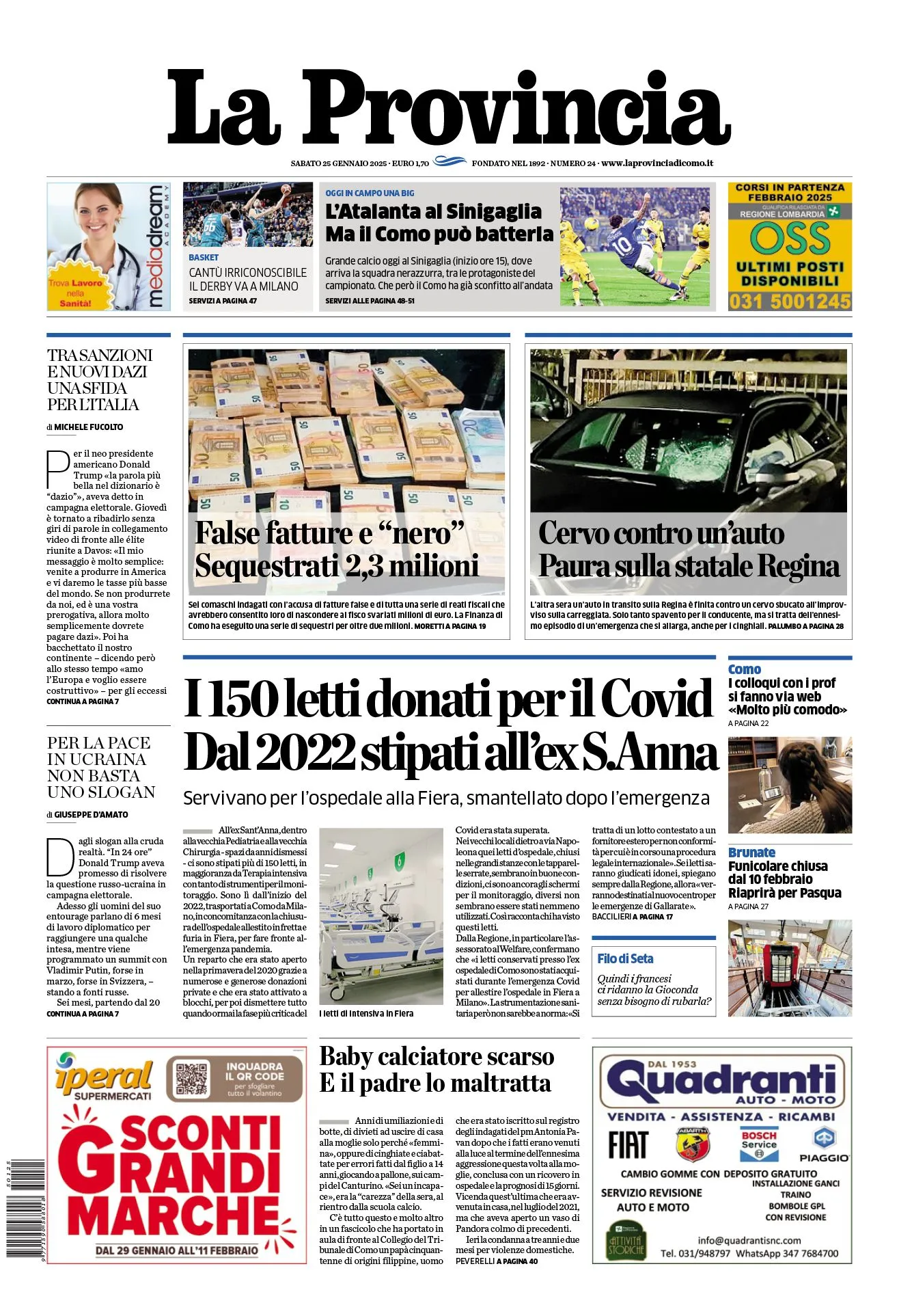 Prima-pagina-la-provincia-oggi-oggi-edizione-del-2025-01-25