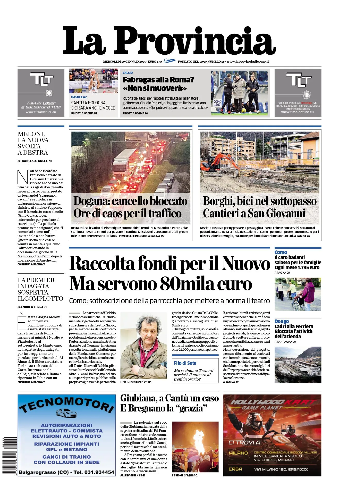 Prima-pagina-la-provincia-oggi-oggi-edizione-del-2025-01-29