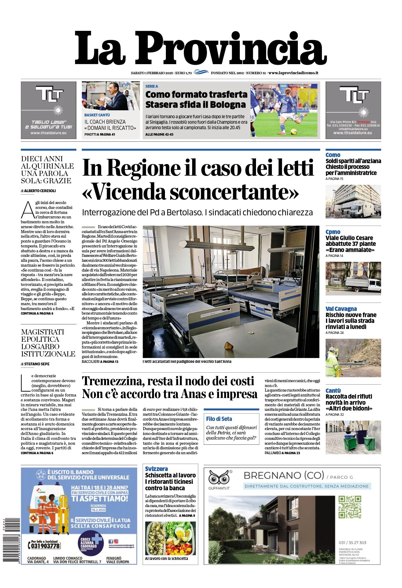 Prima-pagina-la-provincia-oggi-oggi-edizione-del-2025-02-01