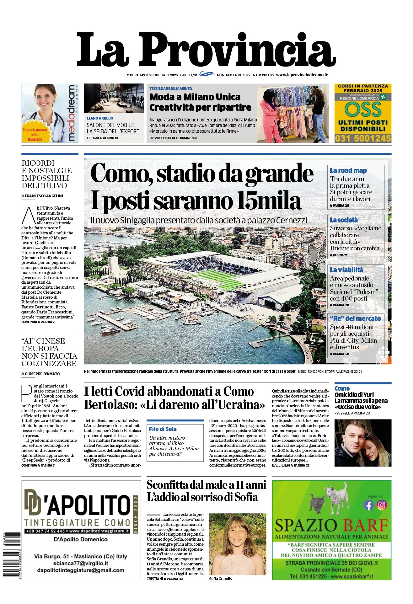 Prima-pagina-la-provincia-oggi-oggi-edizione-del-2025-02-05