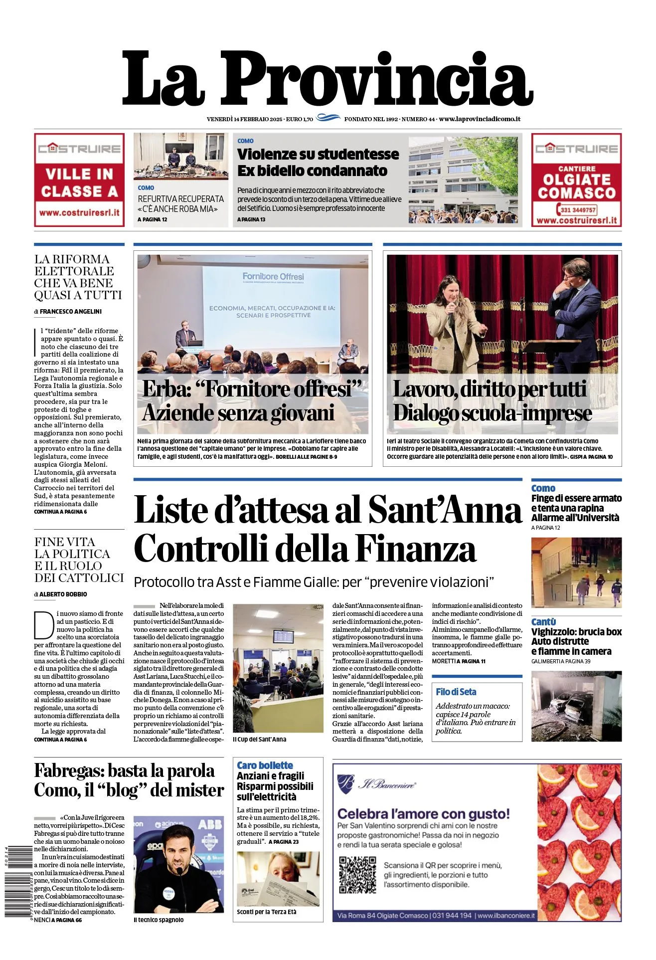 Prima-pagina-la-provincia-oggi-oggi-edizione-del-2025-02-14