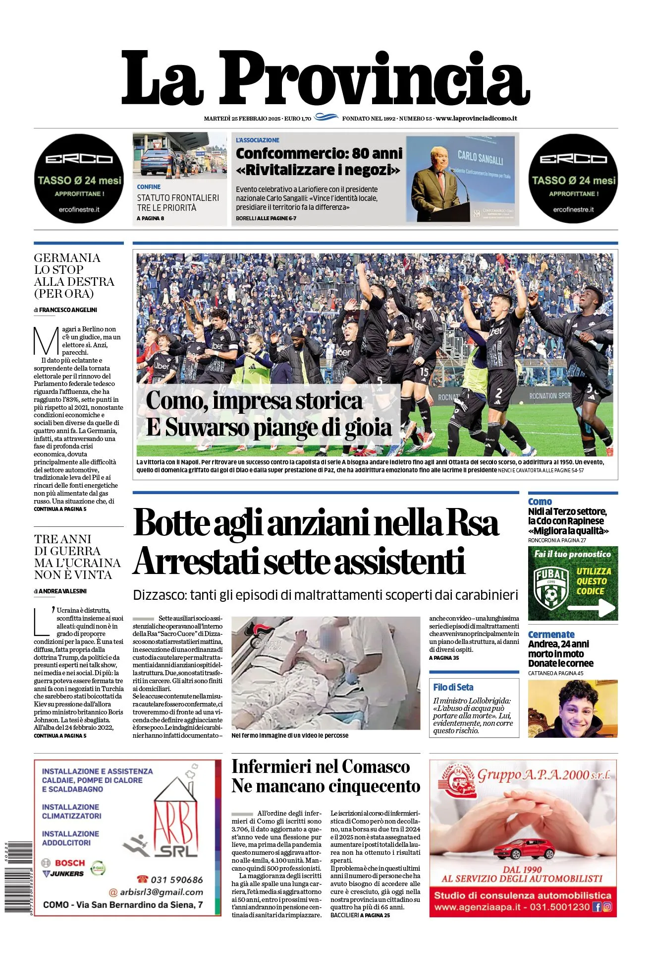 Prima-pagina-la-provincia-oggi-oggi-edizione-del-2025-02-25