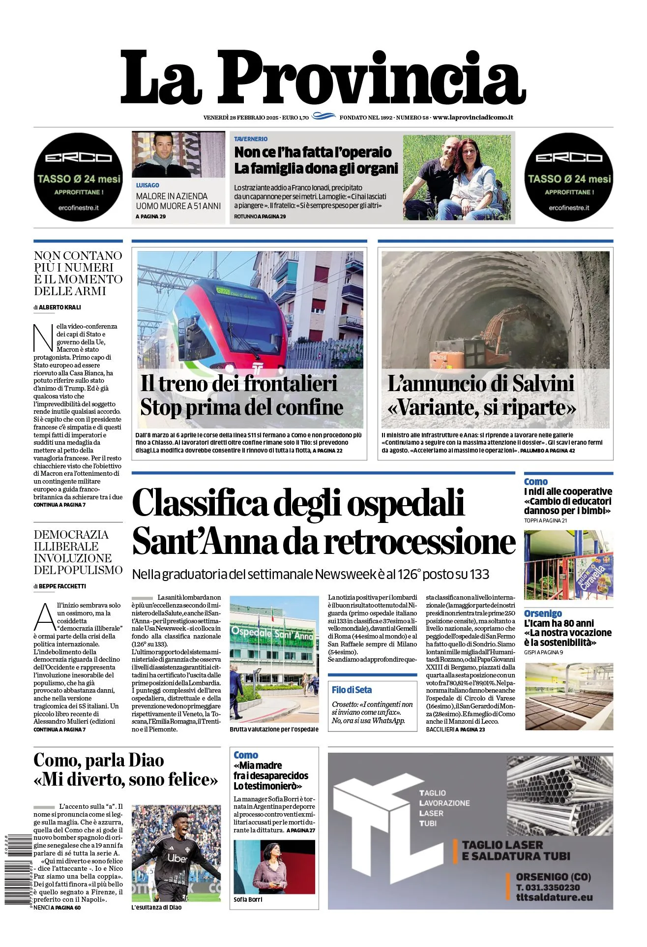 Prima-pagina-la-provincia-oggi-oggi-edizione-del-2025-02-28