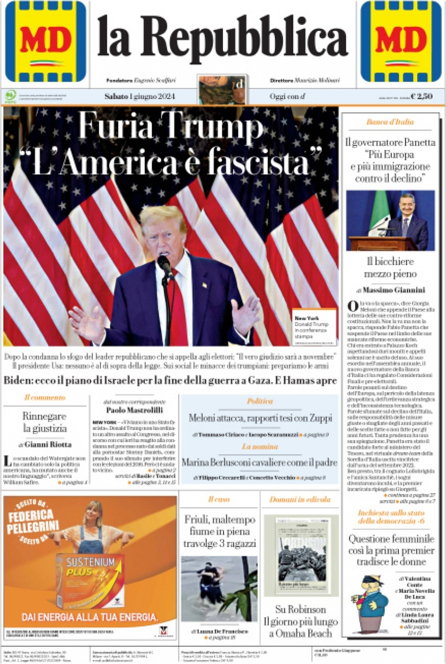 Prima-pagina-la-repubblica-edizione-di-oggi-01-06-2024