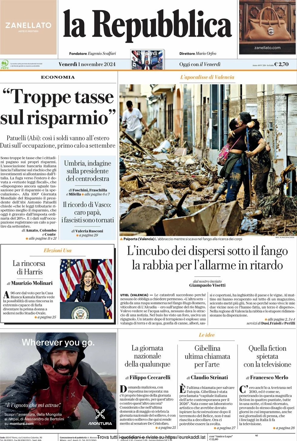 Prima-pagina-la-repubblica-edizione-di-oggi-01-11-2024