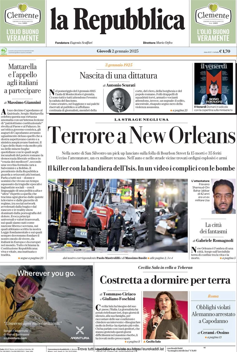 Prima-pagina-la-repubblica-edizione-di-oggi-02-01-2025