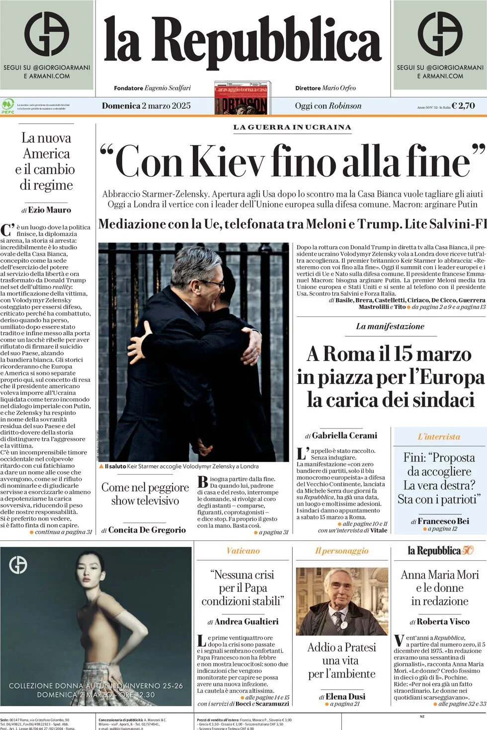 Prima-pagina-la-repubblica-edizione-di-oggi-02-03-2025