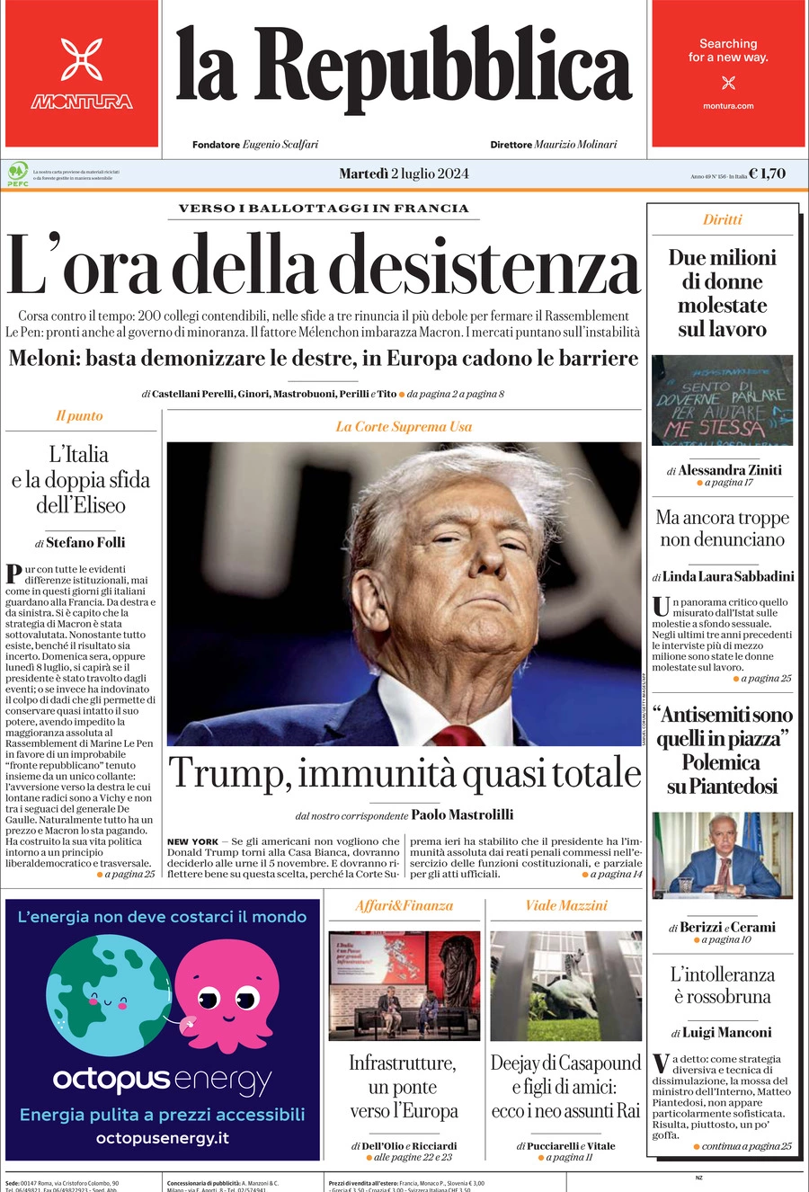 Prima-pagina-la-repubblica-edizione-di-oggi-02-07-2024