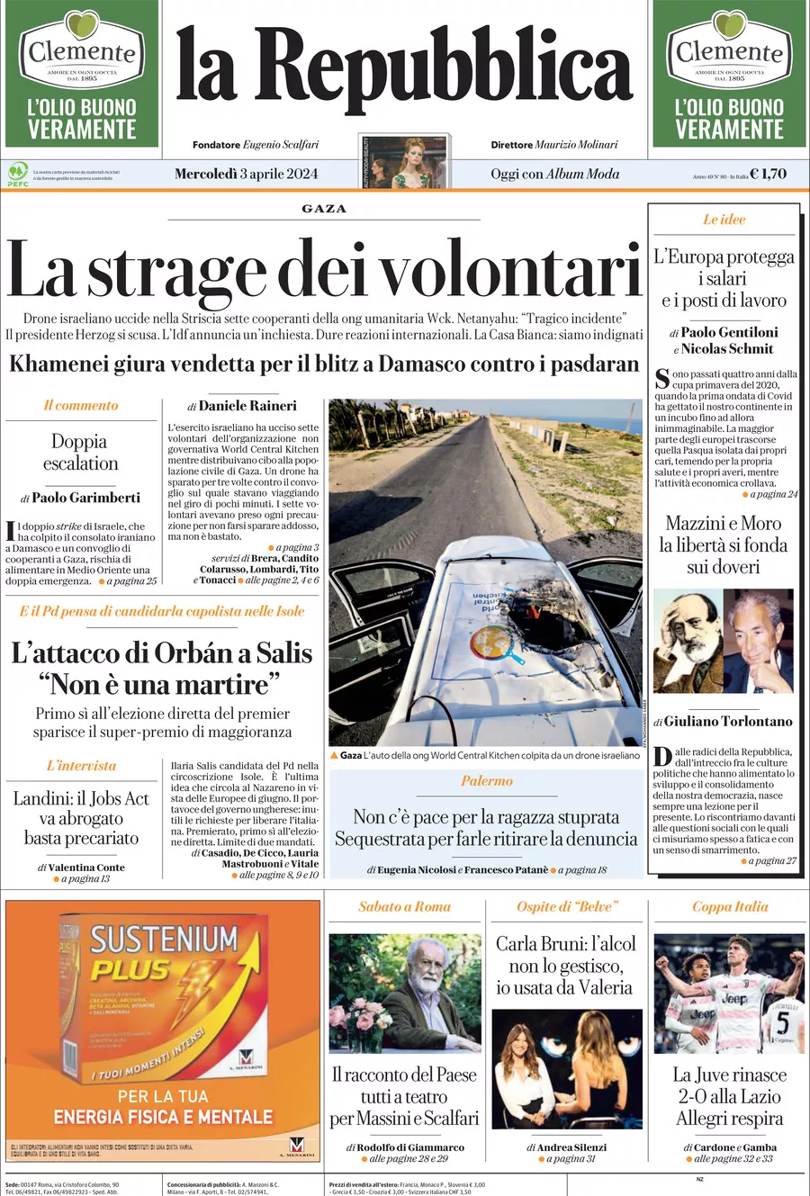 Prima-pagina-la-repubblica-edizione-di-oggi-03-04-2024