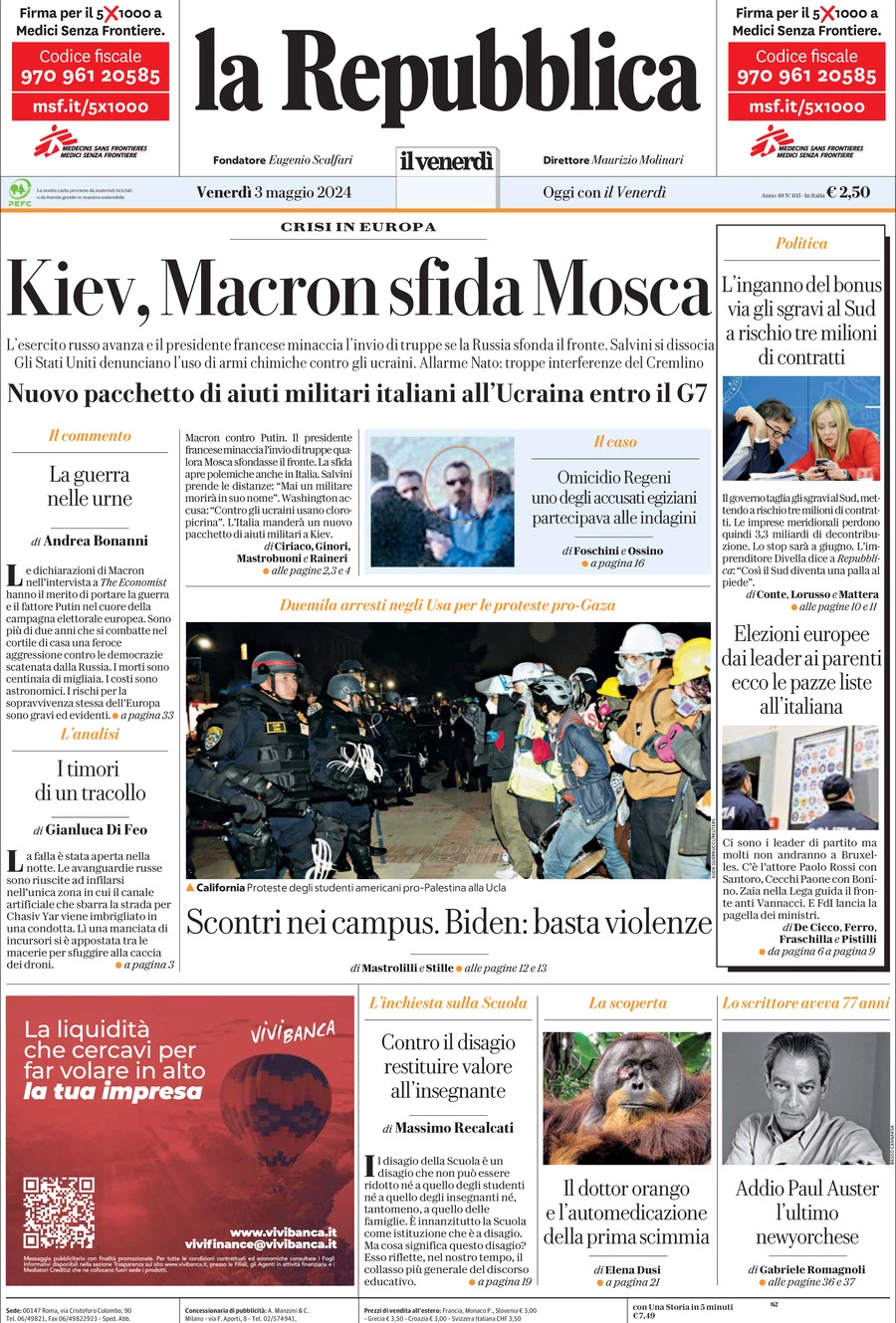 Prima-pagina-la-repubblica-edizione-di-oggi-03-05-2024