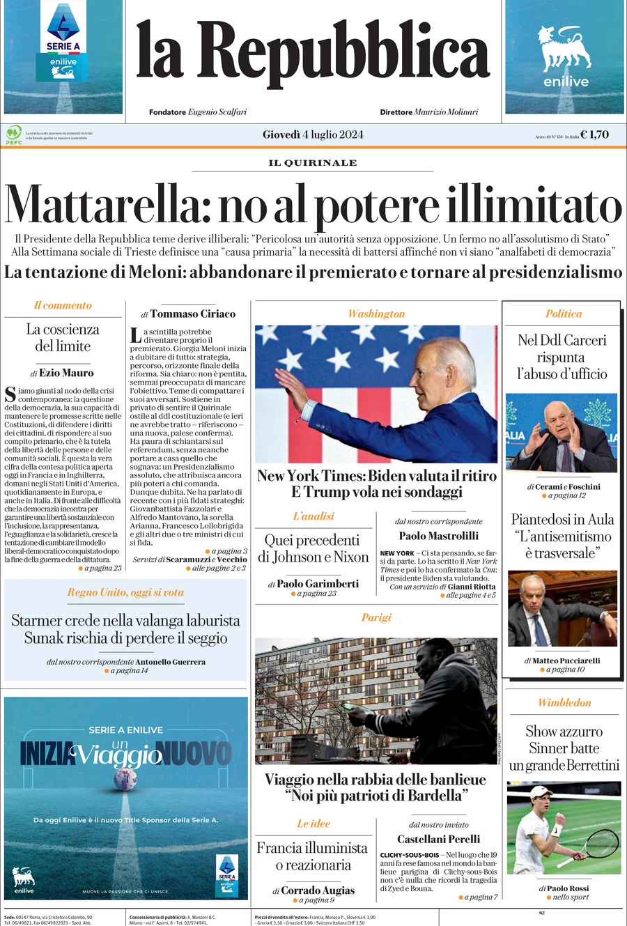 Prima-pagina-la-repubblica-edizione-di-oggi-04-07-2024