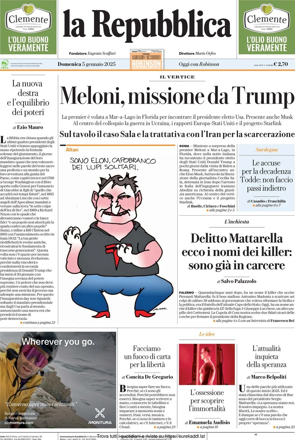 Prima-pagina-la-repubblica-edizione-di-oggi-05-01-2025