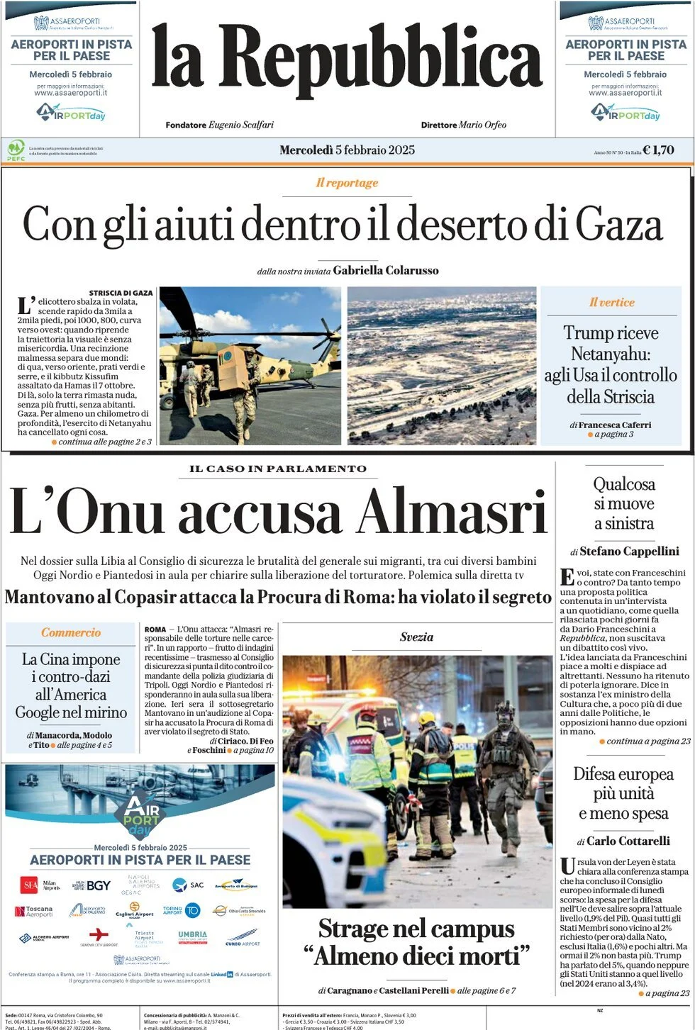 Prima-pagina-la-repubblica-edizione-di-oggi-05-02-2025