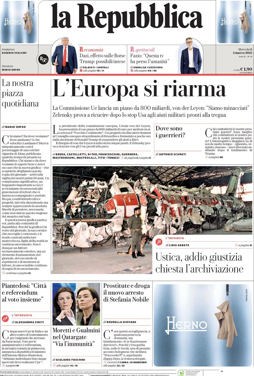 Prima-pagina-la-repubblica-edizione-di-oggi-05-03-2025