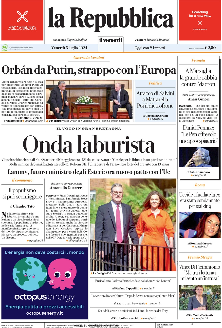 Prima-pagina-la-repubblica-edizione-di-oggi-05-07-2024