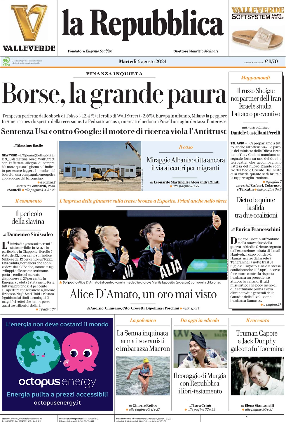 Prima-pagina-la-repubblica-edizione-di-oggi-06-08-2024