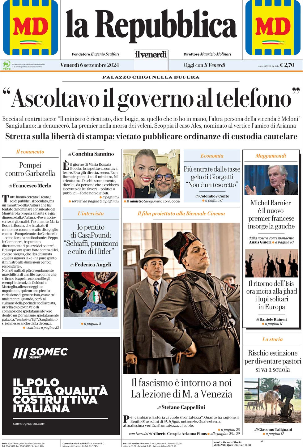 Prima-pagina-la-repubblica-edizione-di-oggi-06-09-2024