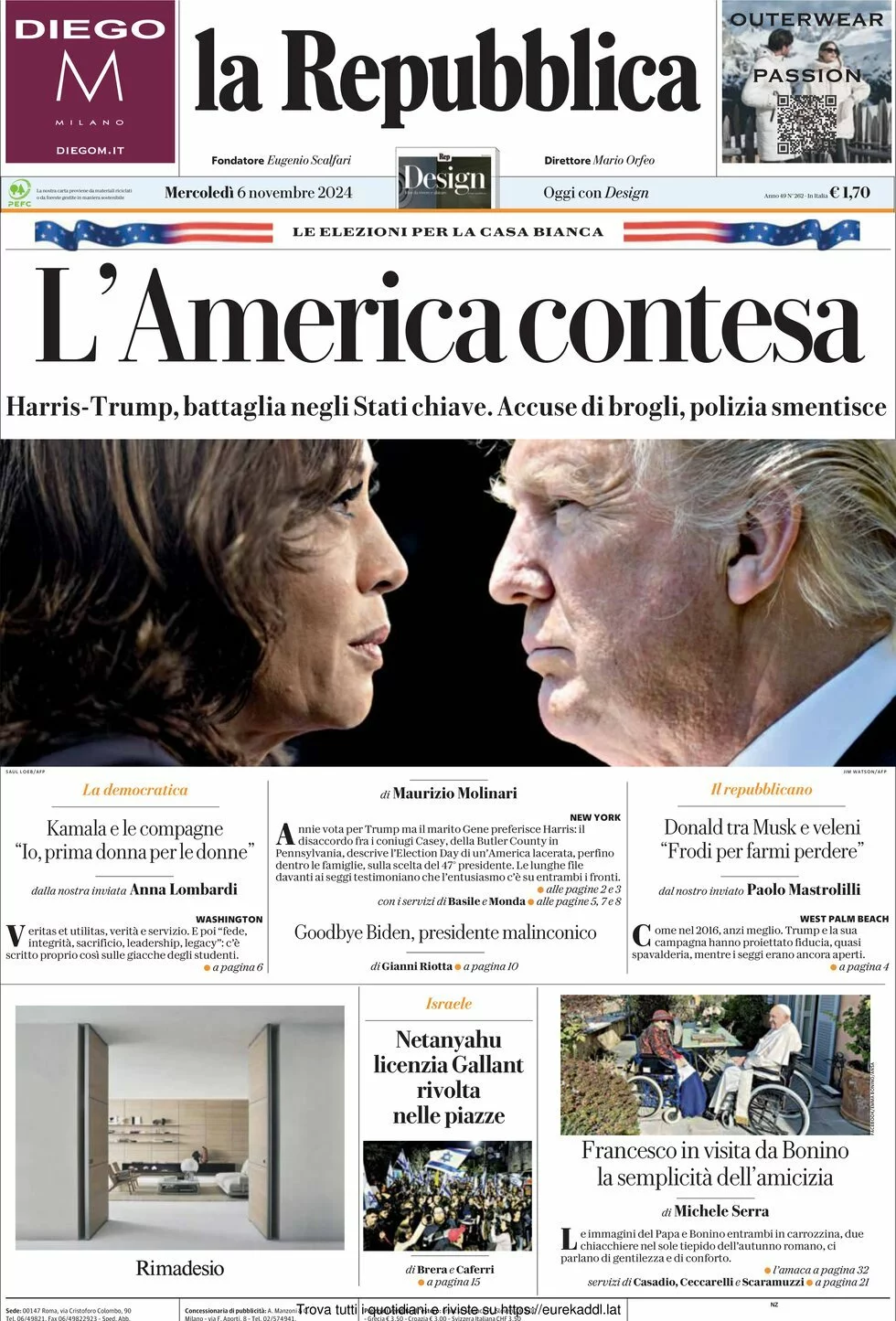 Prima-pagina-la-repubblica-edizione-di-oggi-06-11-2024