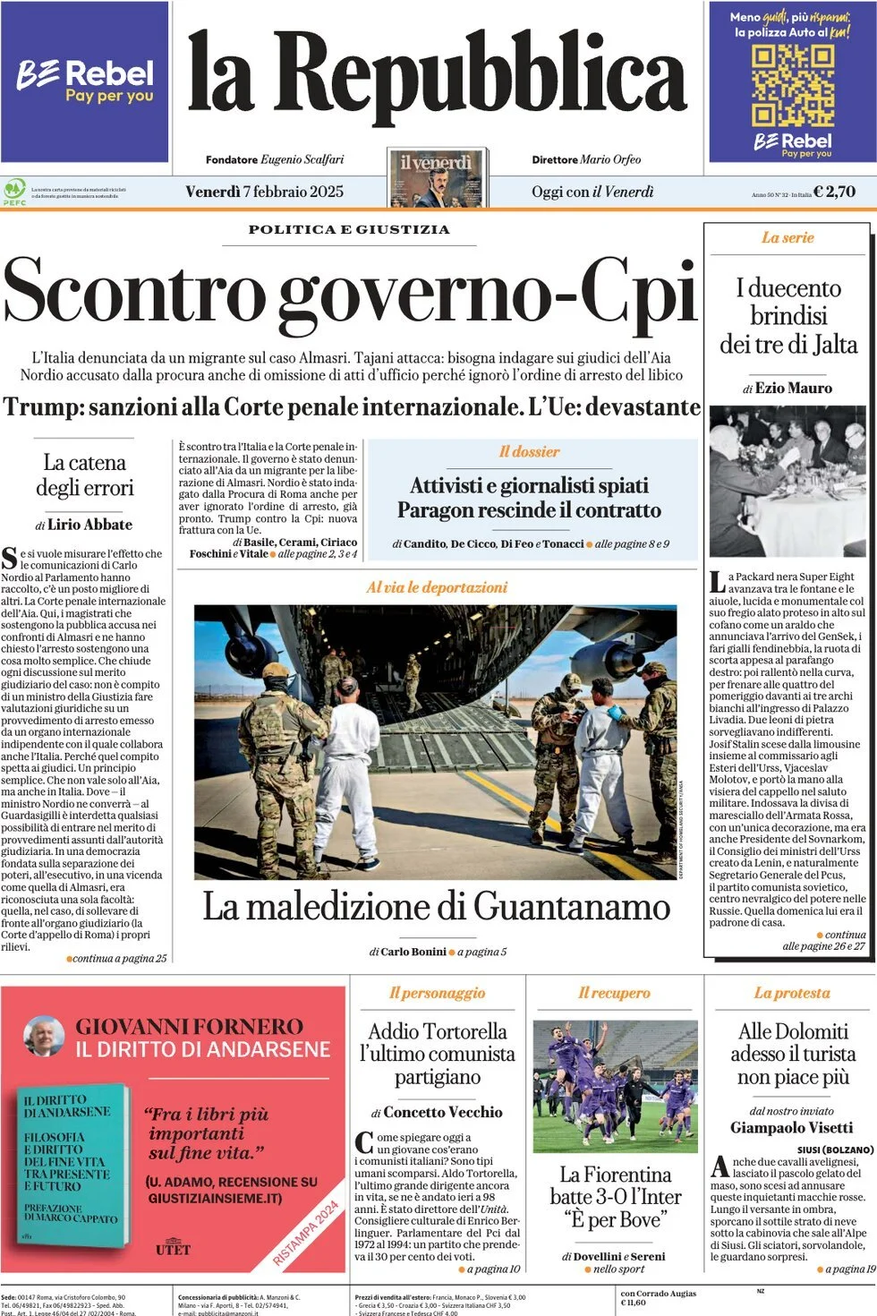 Prima-pagina-la-repubblica-edizione-di-oggi-07-02-2025