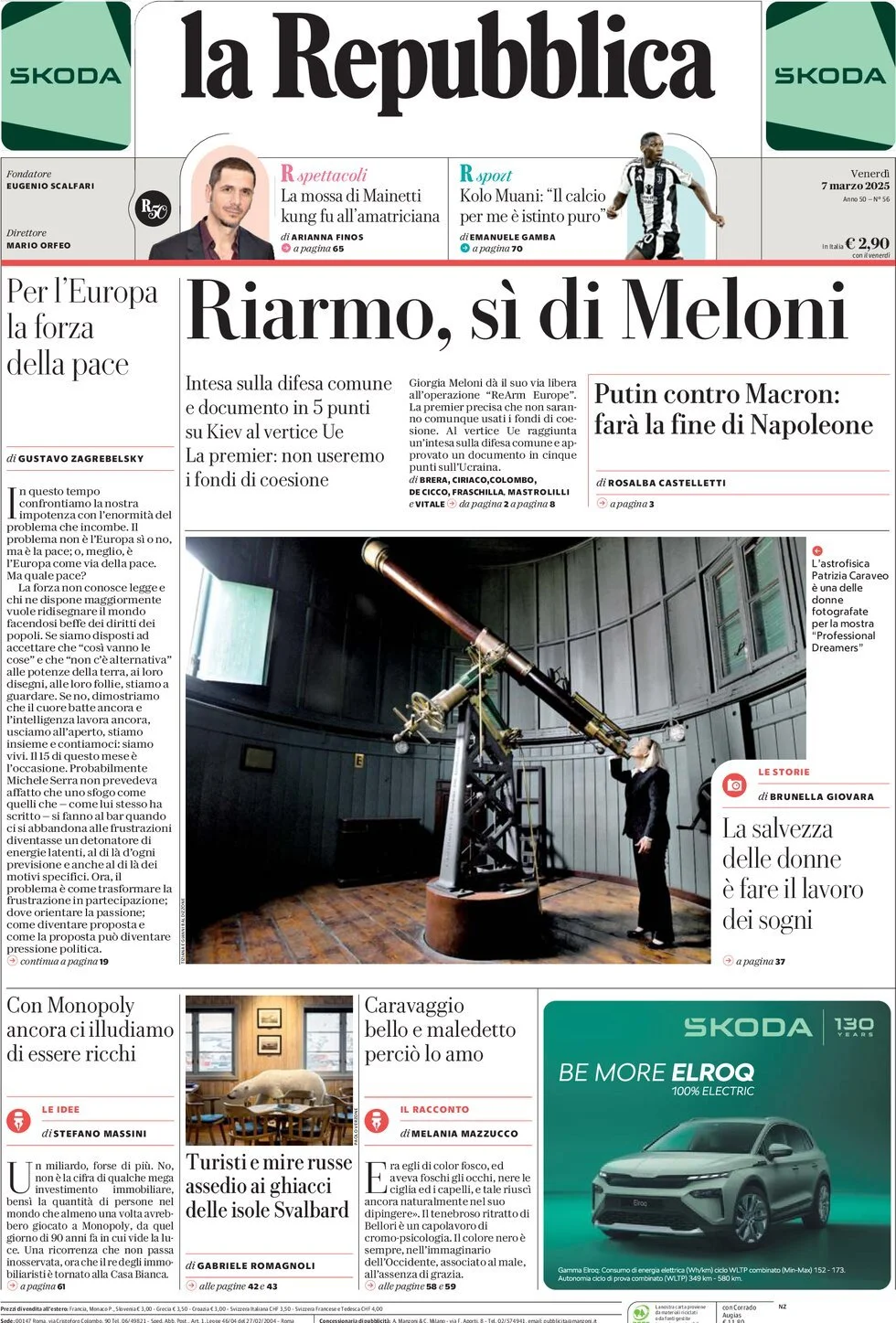 Prima-pagina-la-repubblica-edizione-di-oggi-07-03-2025