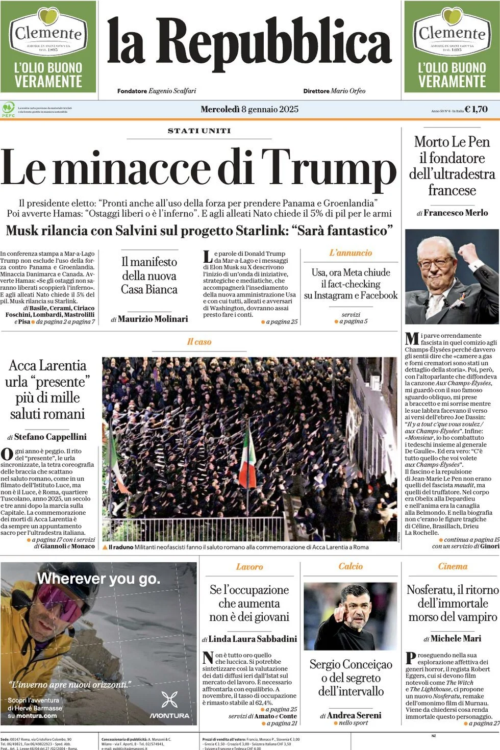 Prima-pagina-la-repubblica-edizione-di-oggi-08-01-2025