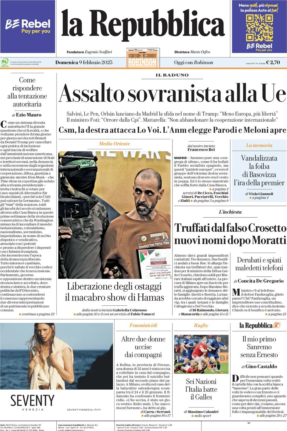 Prima-pagina-la-repubblica-edizione-di-oggi-09-02-2025