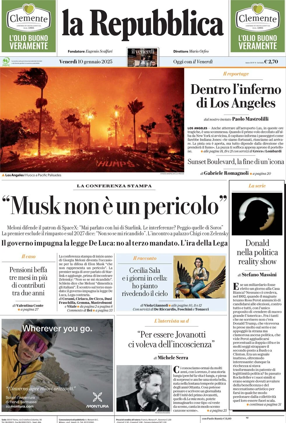 Prima-pagina-la-repubblica-edizione-di-oggi-10-01-2025