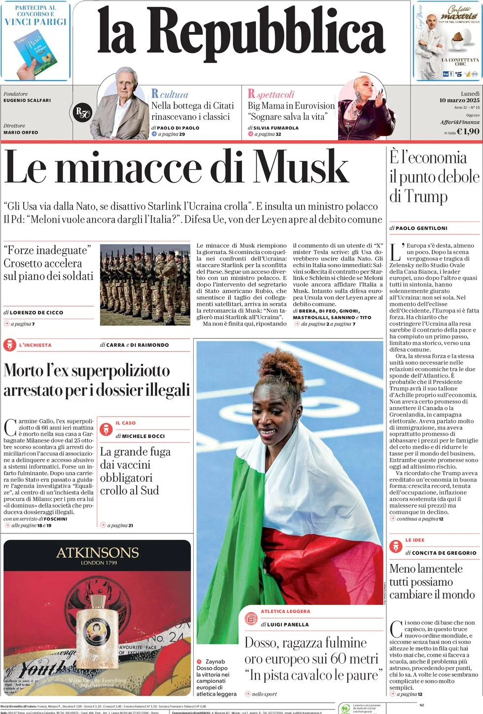 Prima-pagina-la-repubblica-edizione-di-oggi-10-03-2025