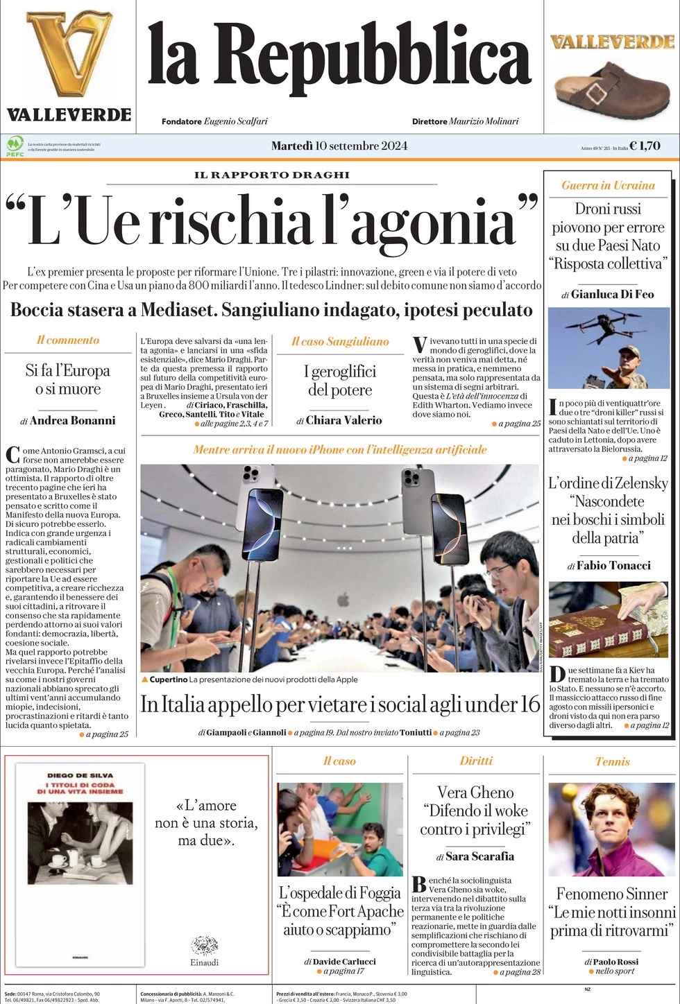 Prima-pagina-la-repubblica-edizione-di-oggi-10-09-2024