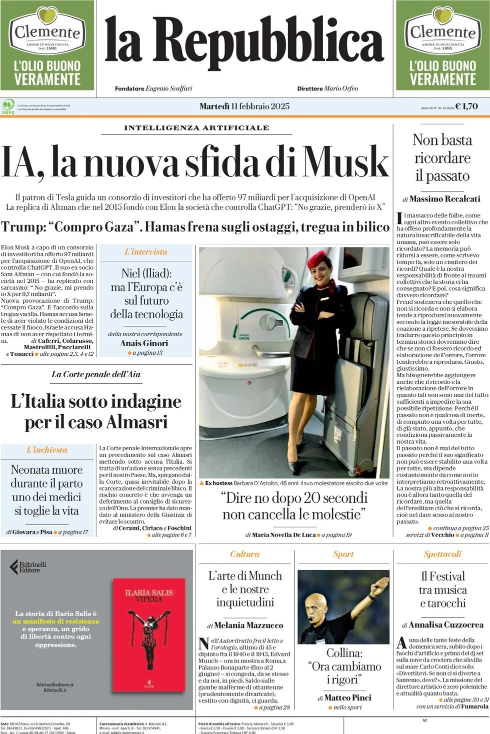 Prima-pagina-la-repubblica-edizione-di-oggi-11-02-2025