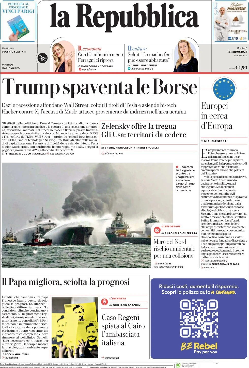 Prima-pagina-la-repubblica-edizione-di-oggi-11-03-2025