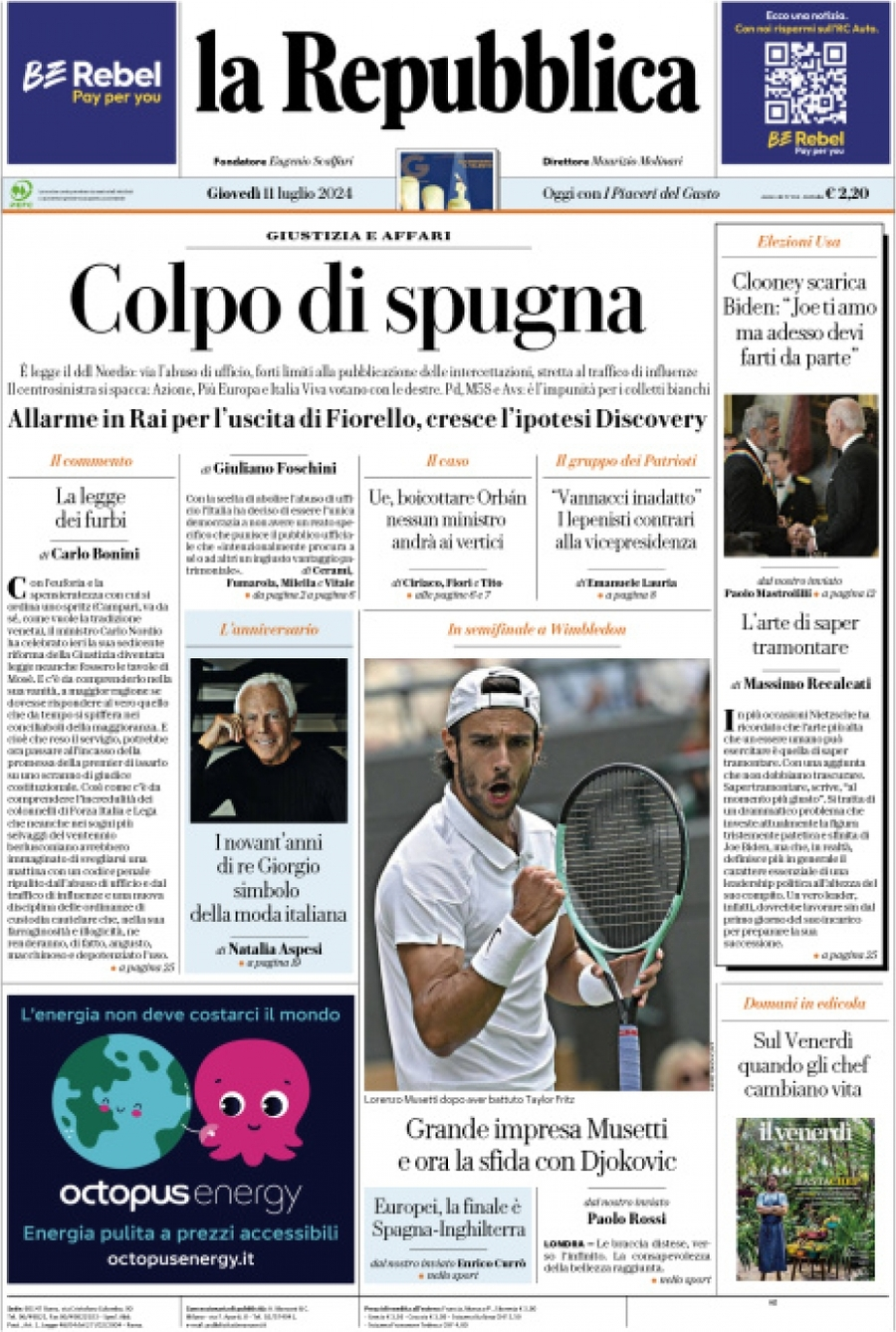 Prima-pagina-la-repubblica-edizione-di-oggi-11-07-2024