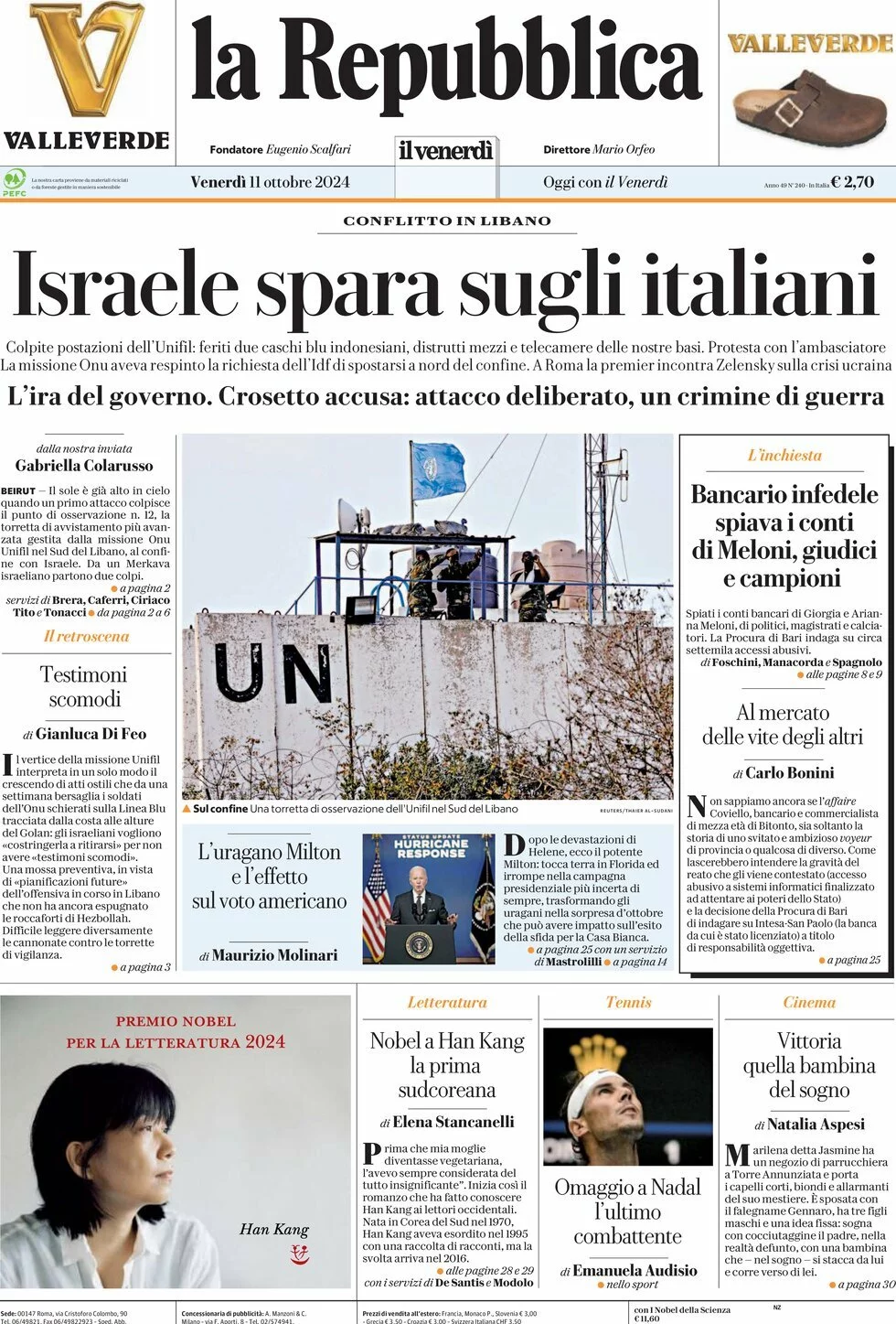 Prima-pagina-la-repubblica-edizione-di-oggi-11-10-2024