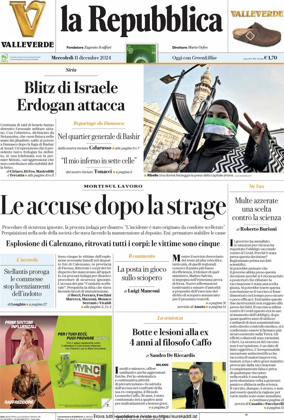 Prima-pagina-la-repubblica-edizione-di-oggi-11-12-2024