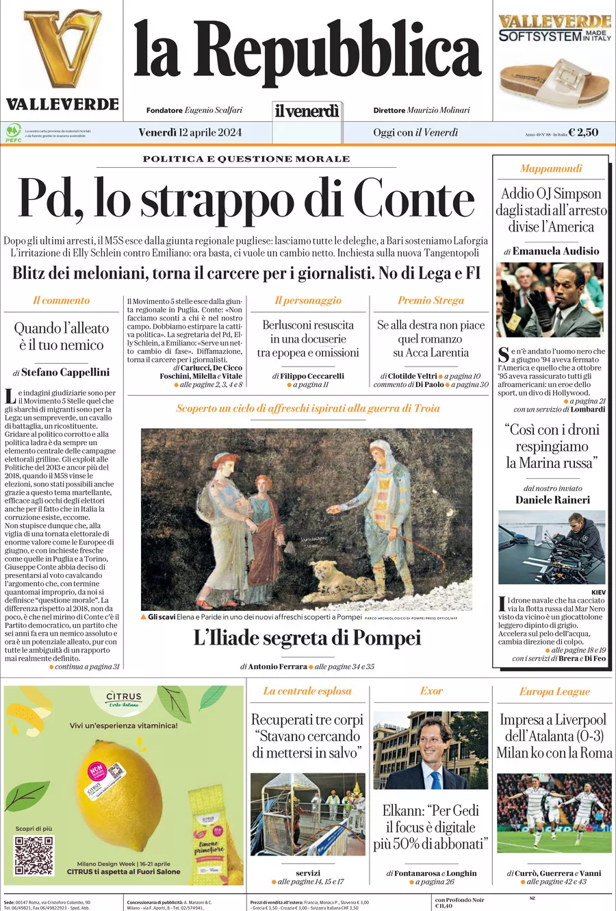 Prima-pagina-la-repubblica-edizione-di-oggi-12-04-2024