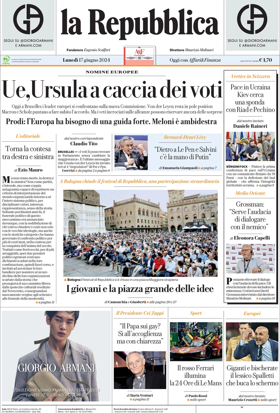 Prima-pagina-la-repubblica-edizione-di-oggi-17-06-2024