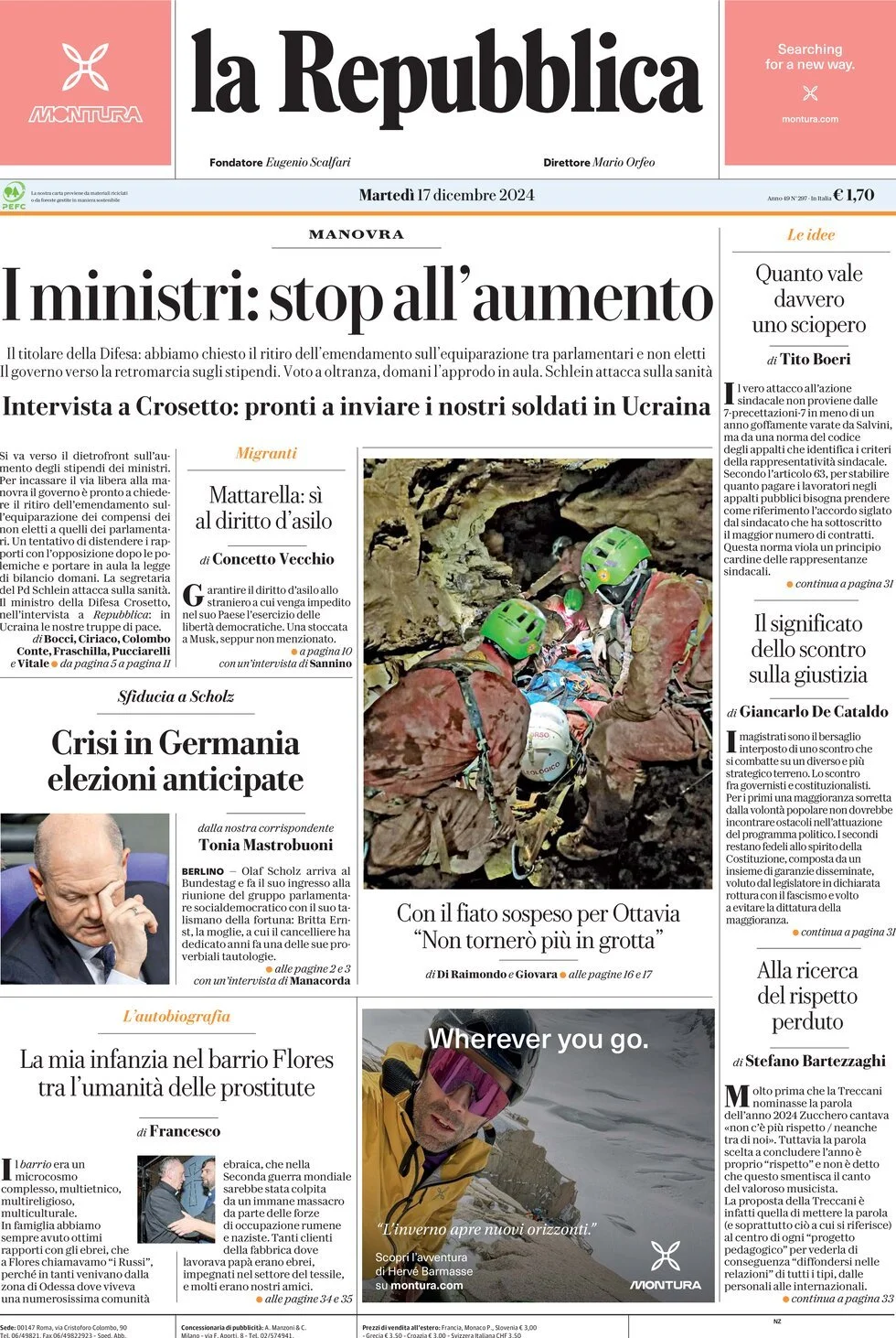 Prima-pagina-la-repubblica-edizione-di-oggi-17-12-2024