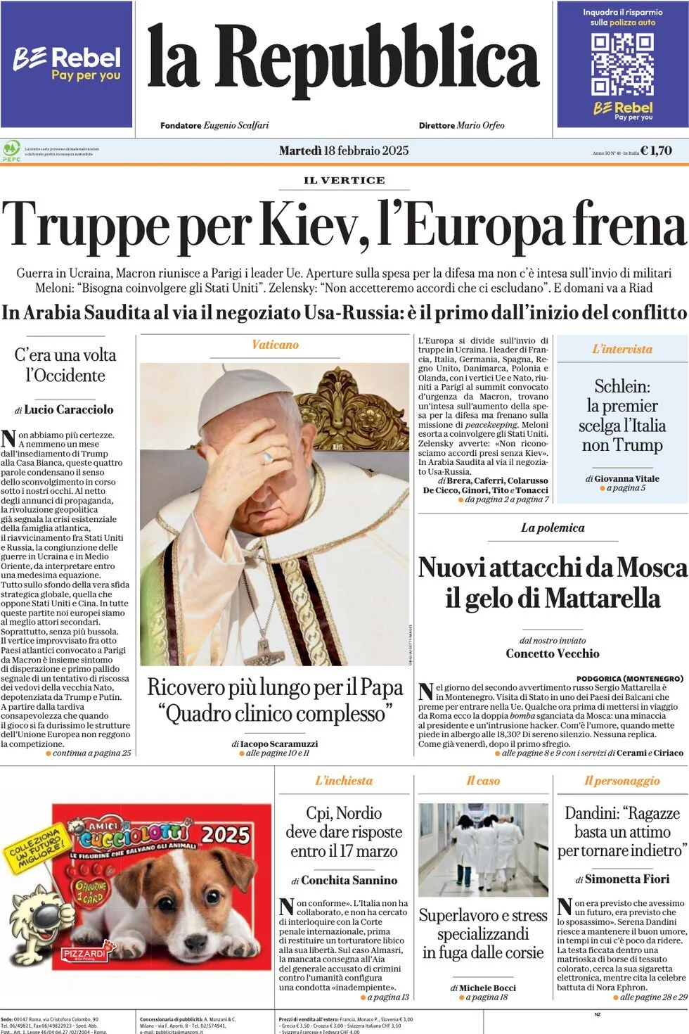 Prima-pagina-la-repubblica-edizione-di-oggi-18-02-2025