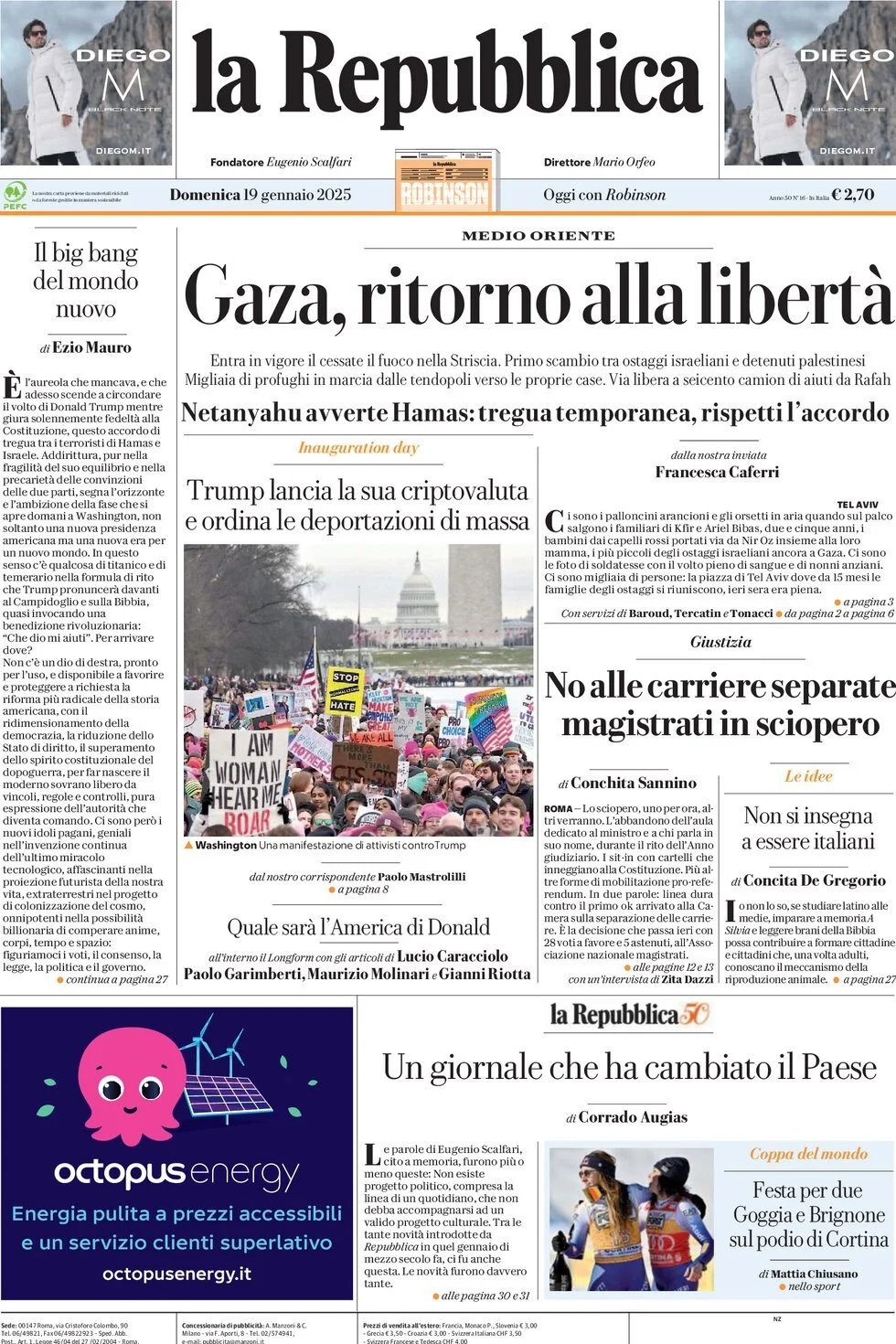 Prima-pagina-la-repubblica-edizione-di-oggi-19-01-2025