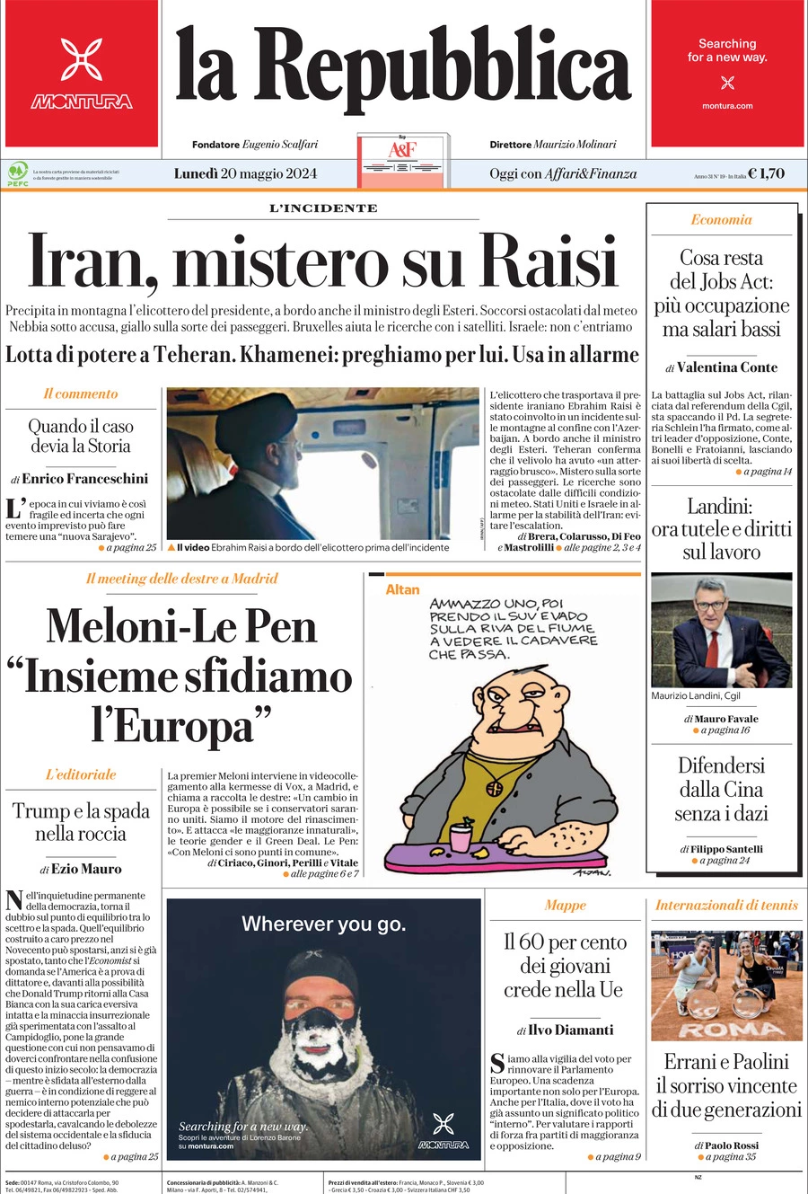 Prima-pagina-la-repubblica-edizione-di-oggi-20-05-2024