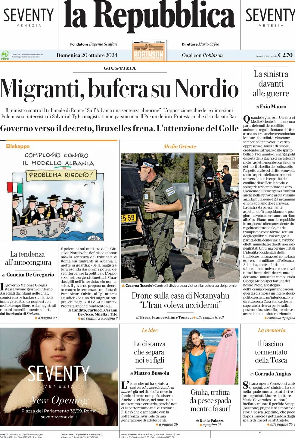 Prima-pagina-la-repubblica-edizione-di-oggi-20-10-2024