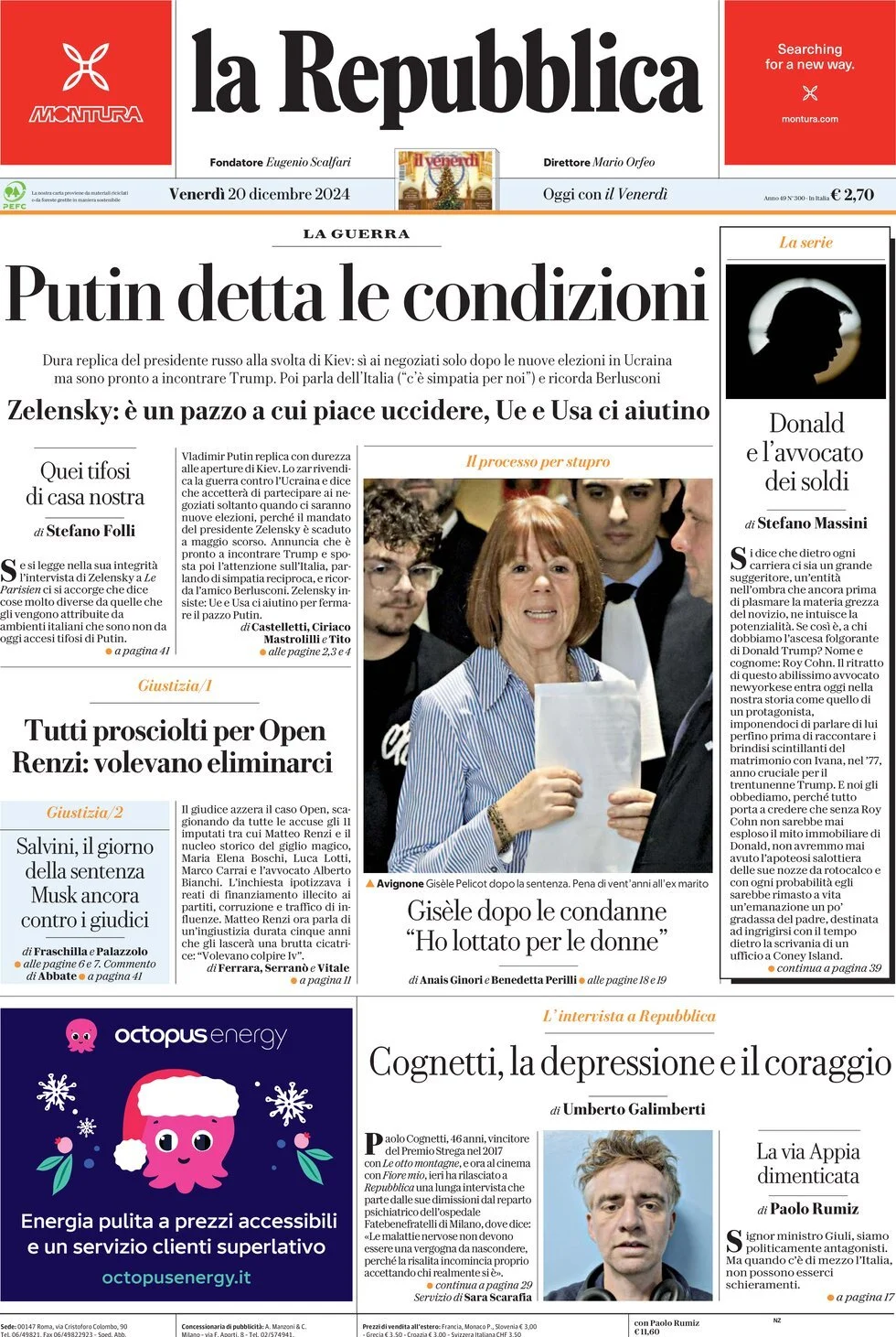 Prima-pagina-la-repubblica-edizione-di-oggi-20-12-2024