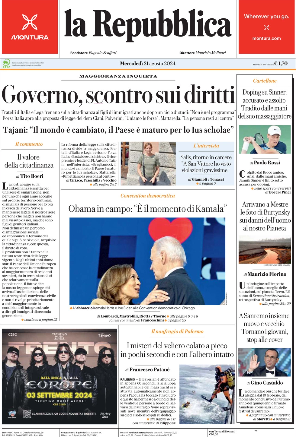 Prima-pagina-la-repubblica-edizione-di-oggi-21-08-2024