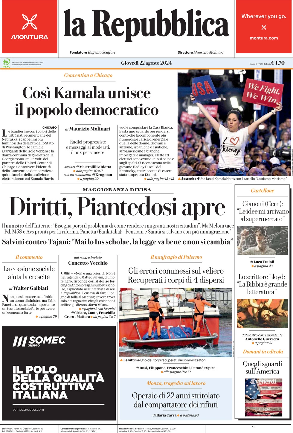 Prima-pagina-la-repubblica-edizione-di-oggi-22-08-2024