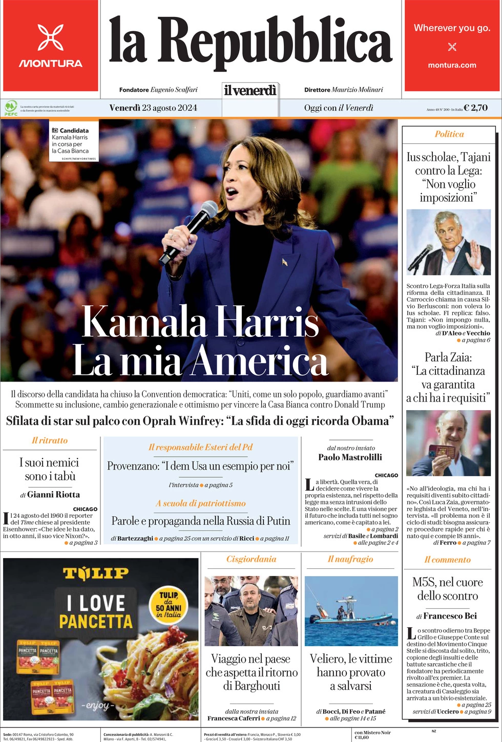 Prima-pagina-la-repubblica-edizione-di-oggi-23-08-2024