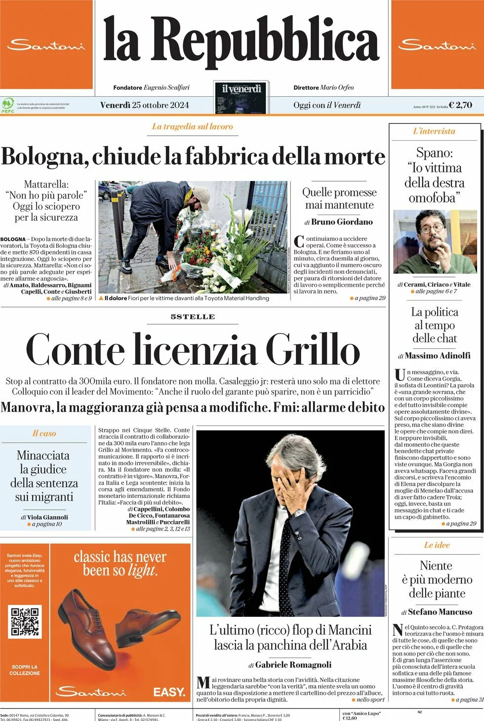 Prima-pagina-la-repubblica-edizione-di-oggi-25-10-2024