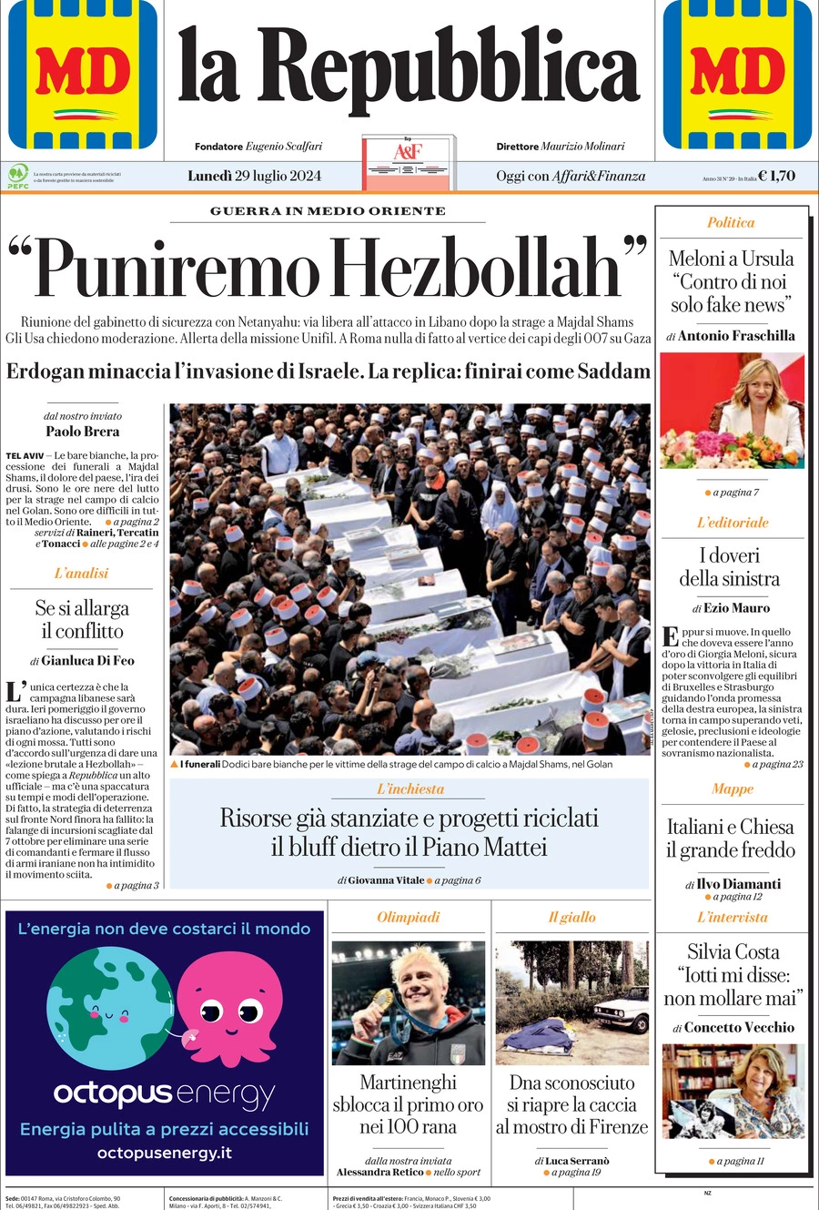 Prima-pagina-la-repubblica-edizione-di-oggi-29-07-2024