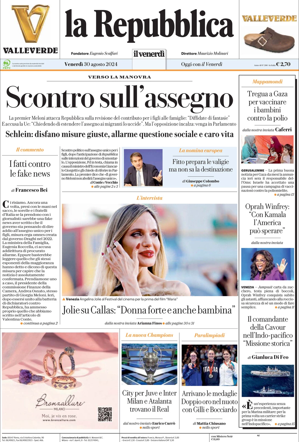 Prima-pagina-la-repubblica-edizione-di-oggi-30-08-2024